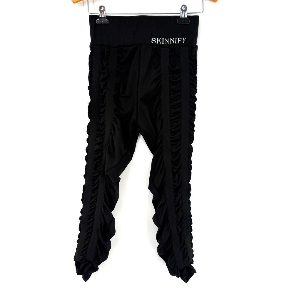 Skinnify Resistance Leggings Black Drawstring Slimming Compression Women L